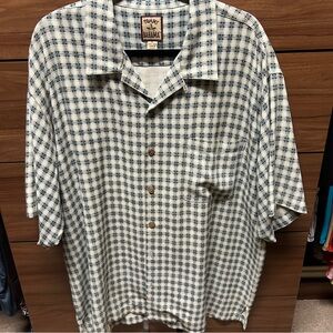 Tommy Bahama Men's Black and White Plaid Shirt